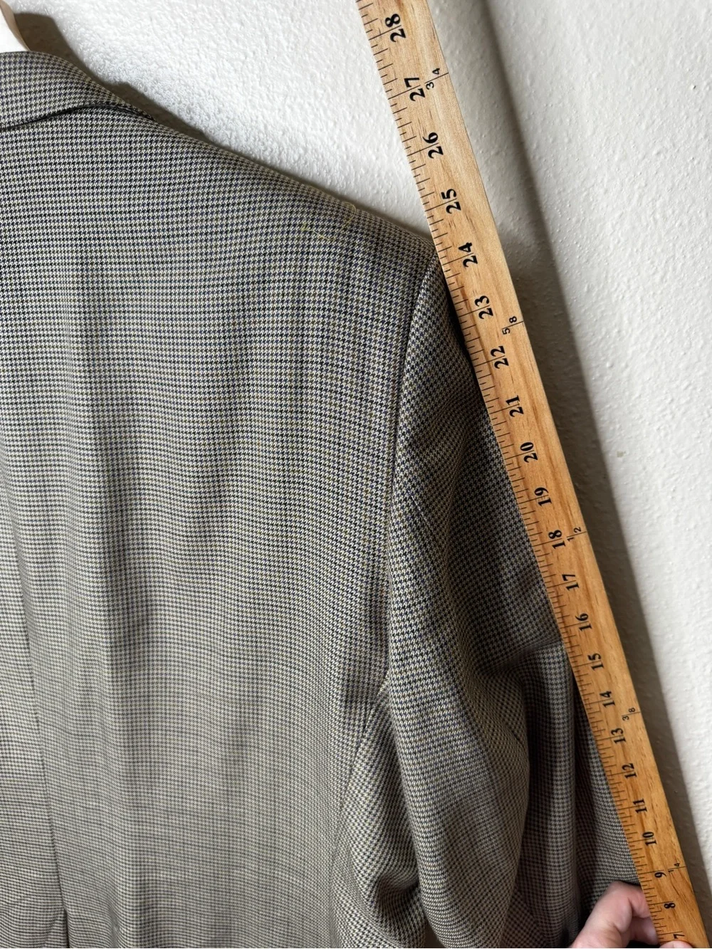 Jos A Bank Signature Gold Mens 46 Short Blazer Brown Silk Wool Houndstooth